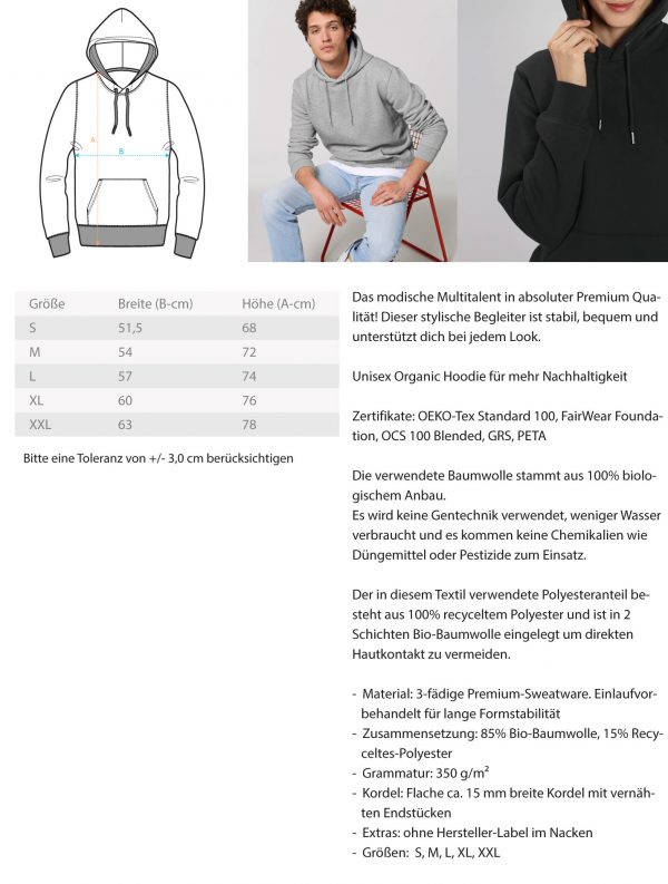 Windi True Love   - Unisex Organic Hoodie – Bild 4